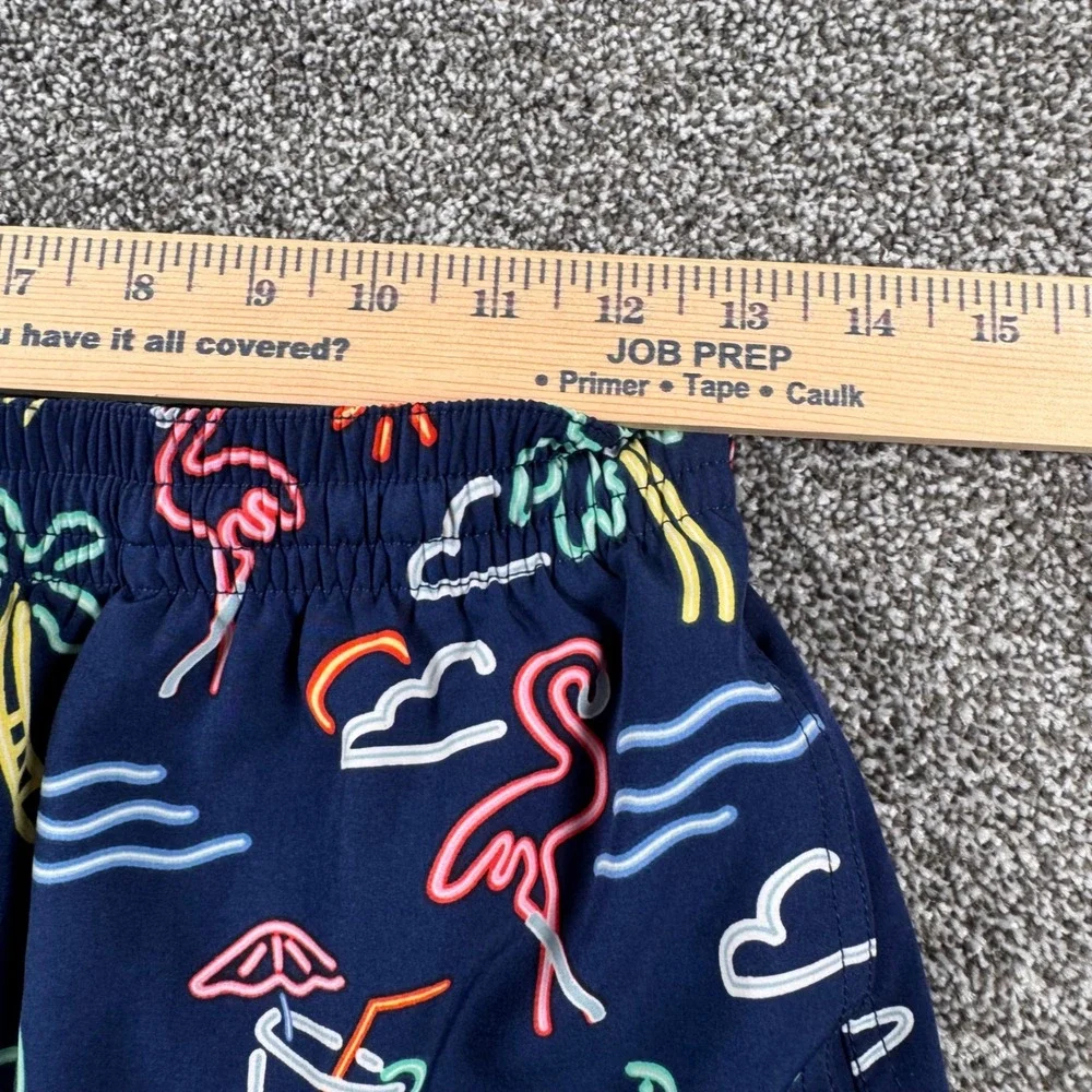 Chubbies Swim Trunks Mens Small Navy‎ Neon Flamingo Palm Tree 5.5 Inseam Shorts